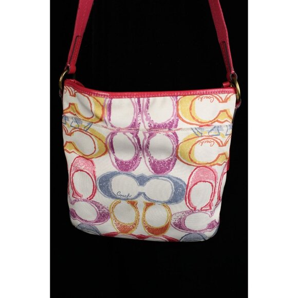 Coach Multi-Color Signature Scribble Crossbody Purse - Picture 6 of 7